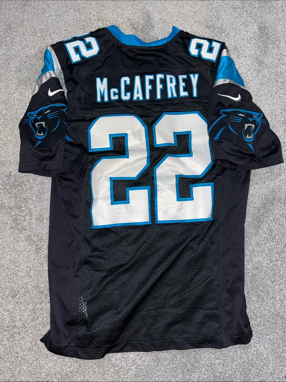Nike On Field Sewn Carolina Panthers Christian McCaffrey #22 Jersey NFL Black S